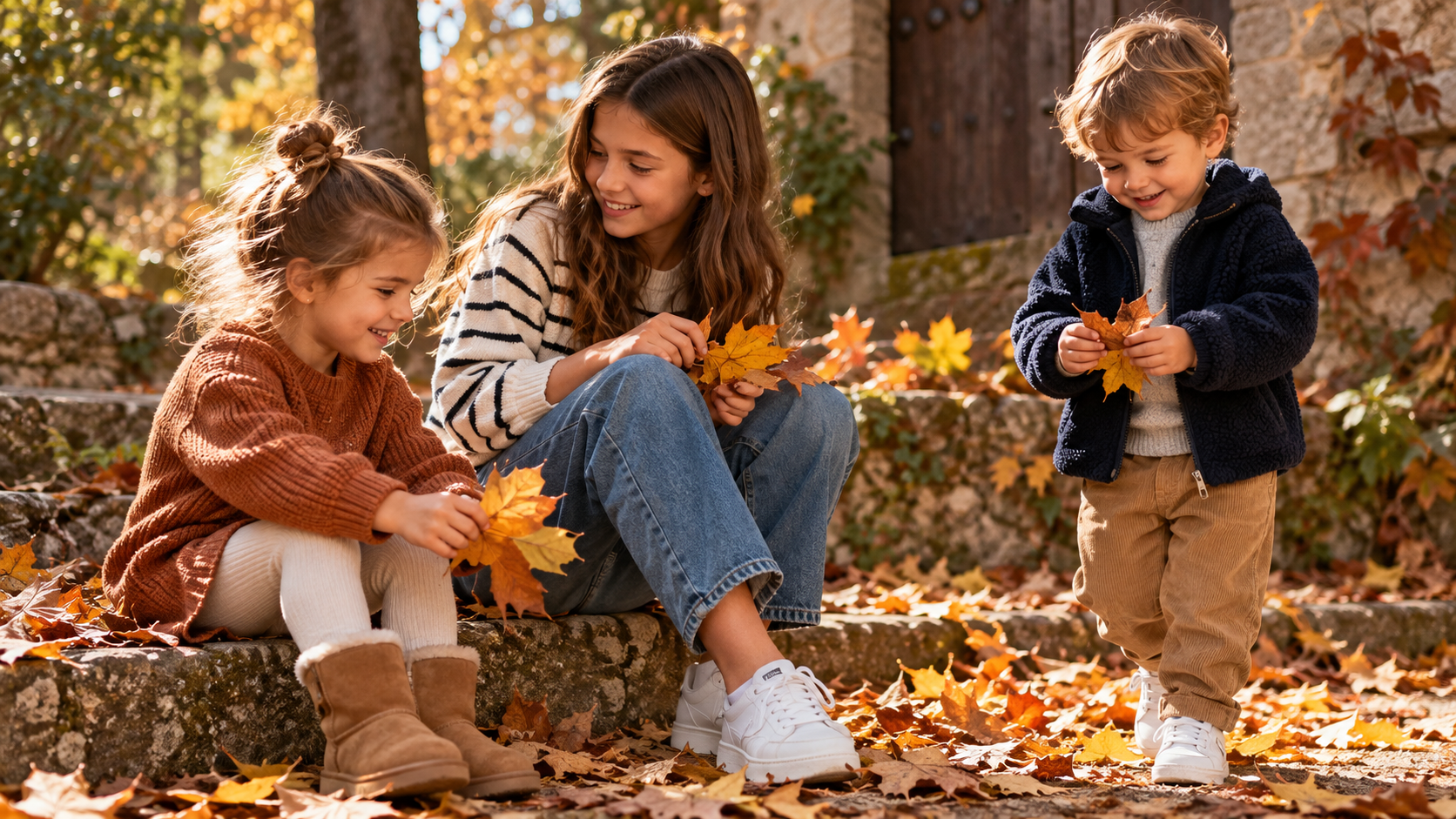 Bimbi tra le foglie d’autunno